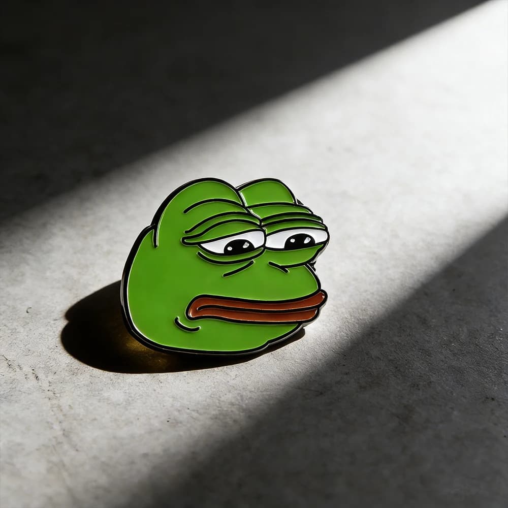 Spilla smaltata Pepe il Rana triste, divertente meme di Internet, distintivo animale verde, gioiello pop culture, regalo per adolescenti, amici, zaino