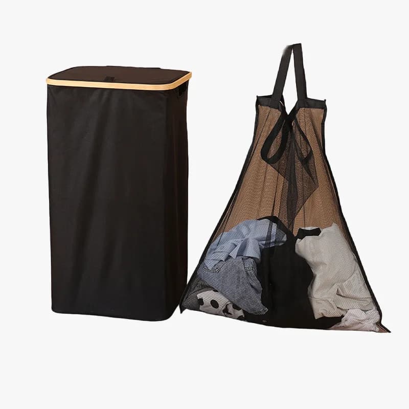 Foldable Dirty Clothes Basket, Dirty Clothes Storage Basket with Lid and Inner Bag, Bathroom Laundry Basket