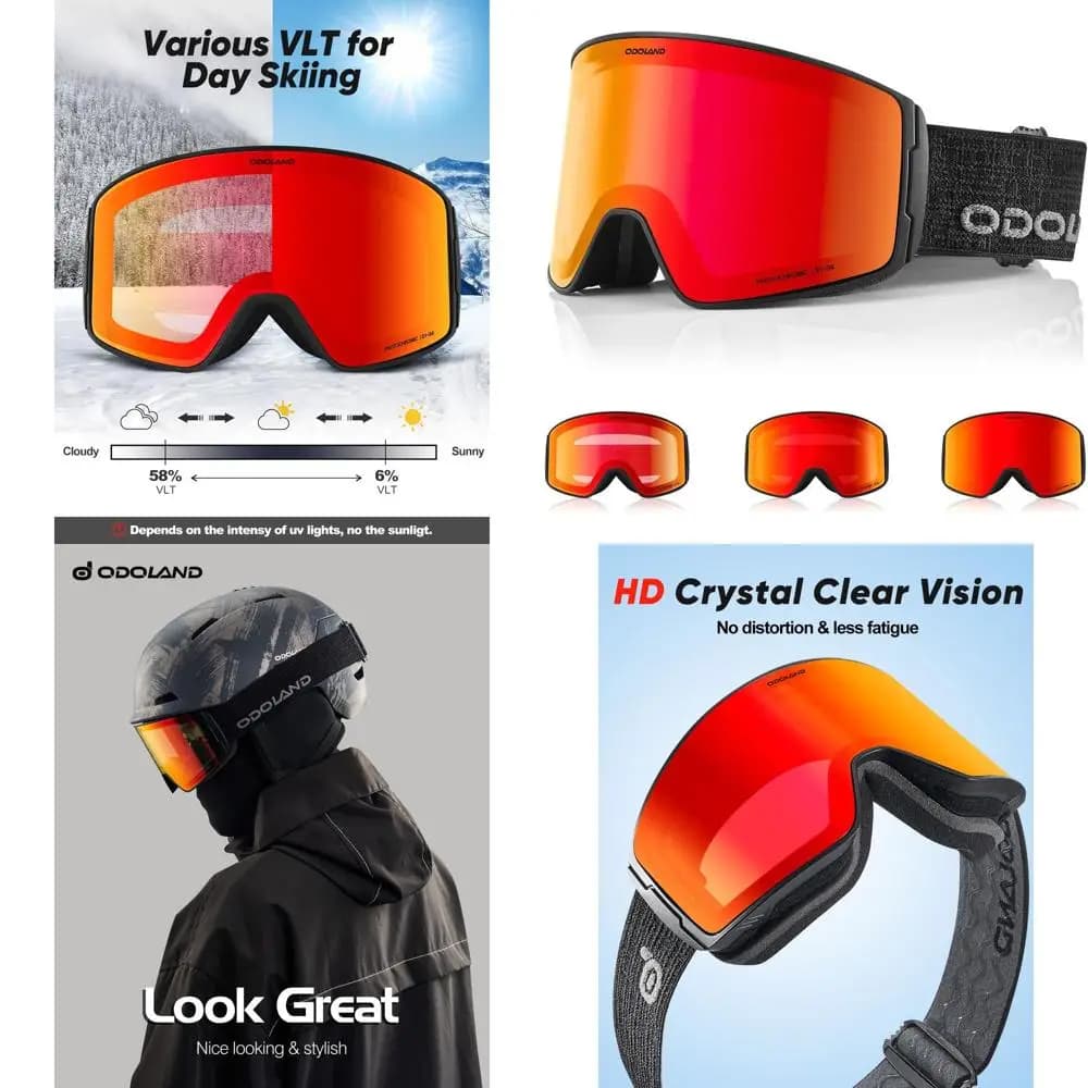 Occhiali da sci e snowboard unisex per adulti con cinturino fantasia per sport invernali di tutto il giorno