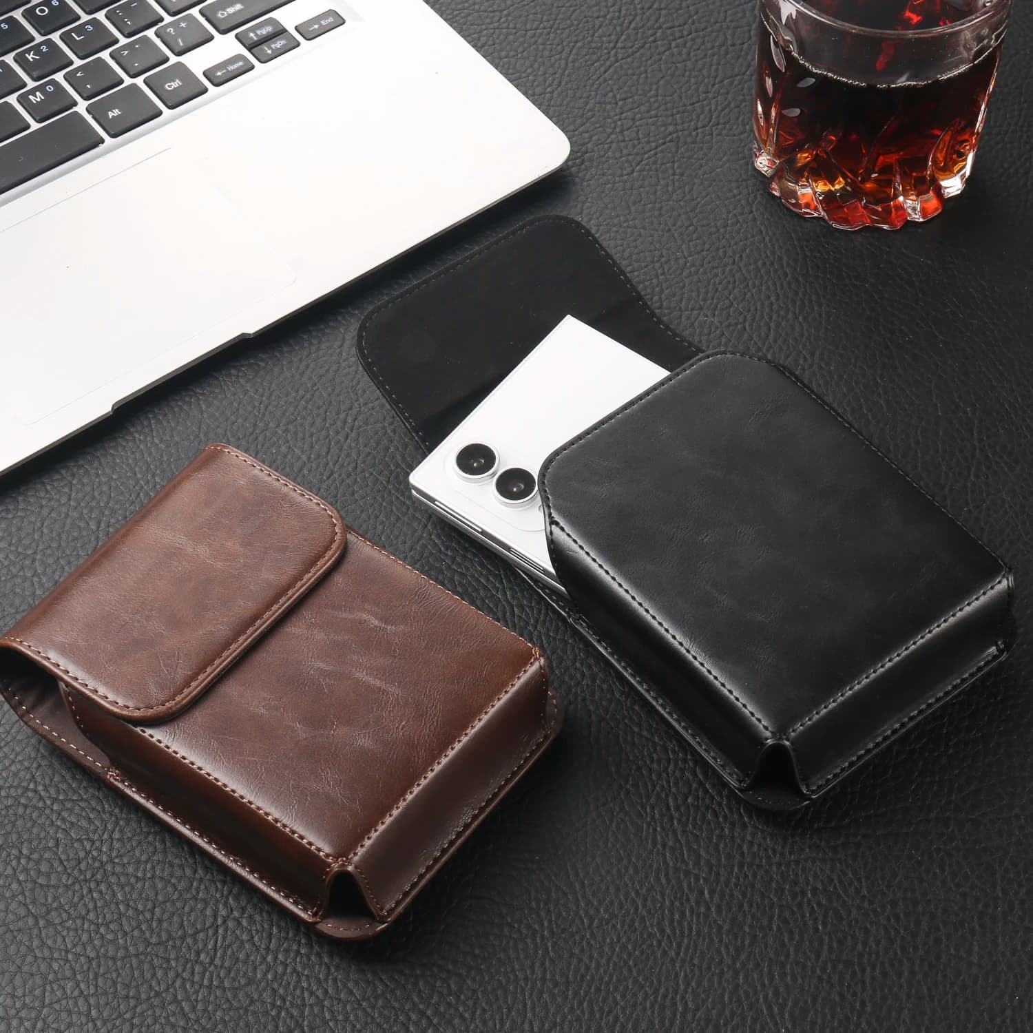 1Pc Universal Magnetic Leather Belt Clip Phone Case For Sansung Galaxy Z Fold 8 iPhone Fold HUAWEI Pura X Max Men Belt Flip Case