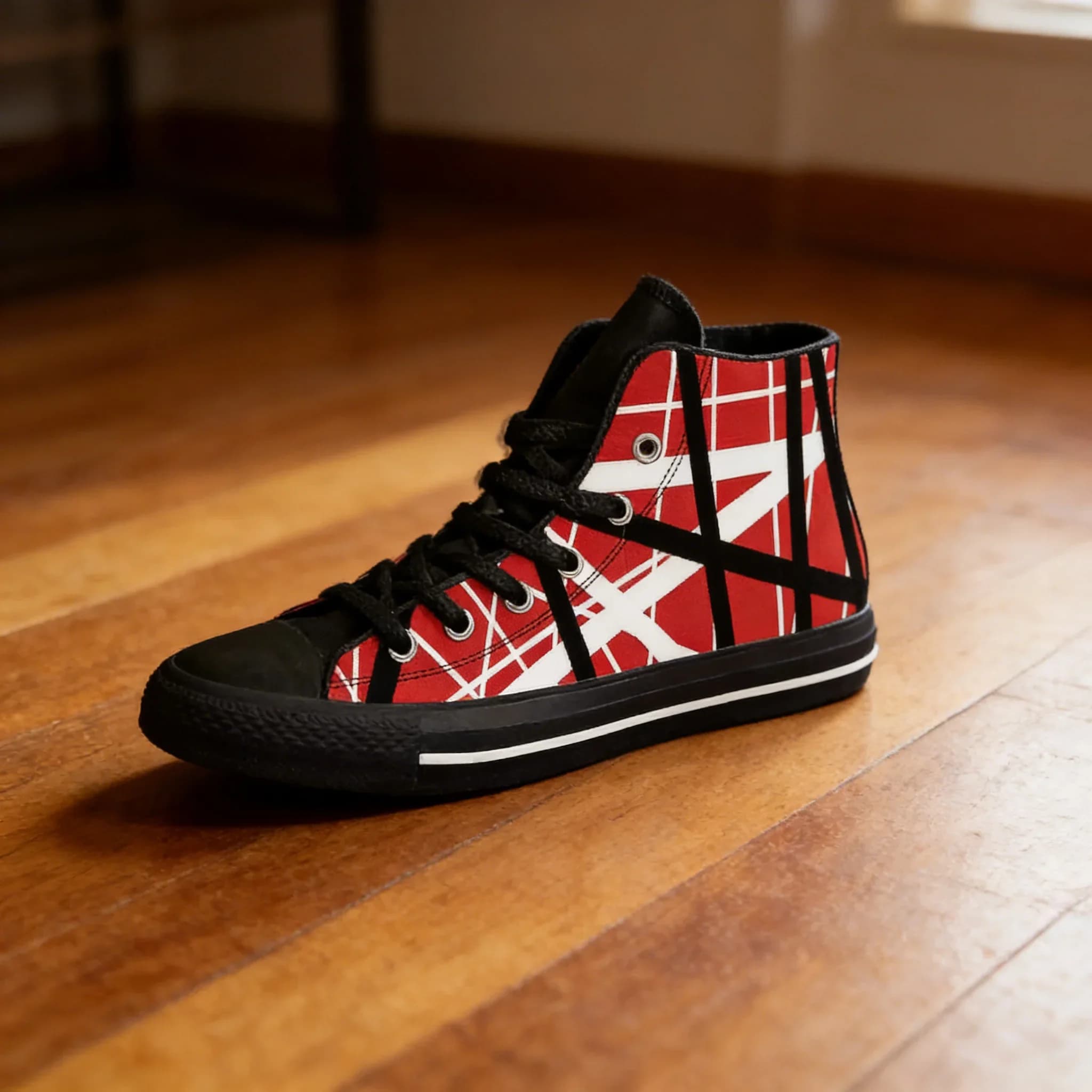 Sneakers EVH 5150 Stripes Guitar | Scarpe High-Top Traspiranti Stampate in 3D per Uomo e Donna | Scarpe casual Metal Rock Band