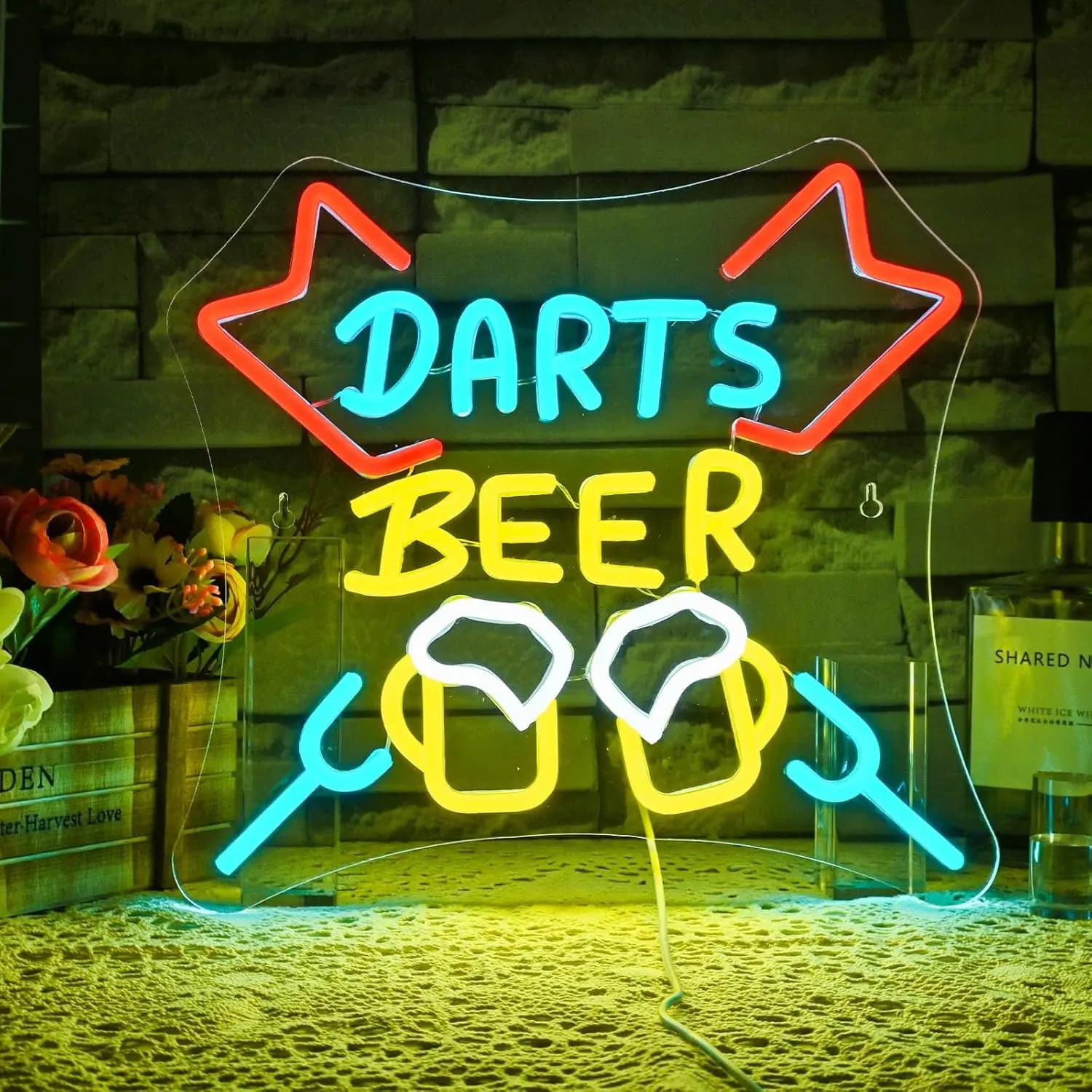 Dardo Birra Insegna al neon USB Dimmerabile Insegna luminosa Decorazione da parete per Birra Bar Club Sala giochi Man Cave Soggiorno
