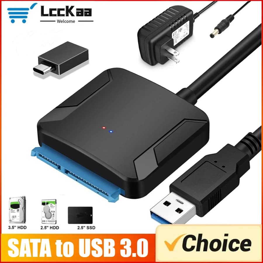 SATA cable to USB 3.0 SATA III hard drive adapter for 2.5" 3.5" SSD HDD hard drive with 12V/2A power adapter