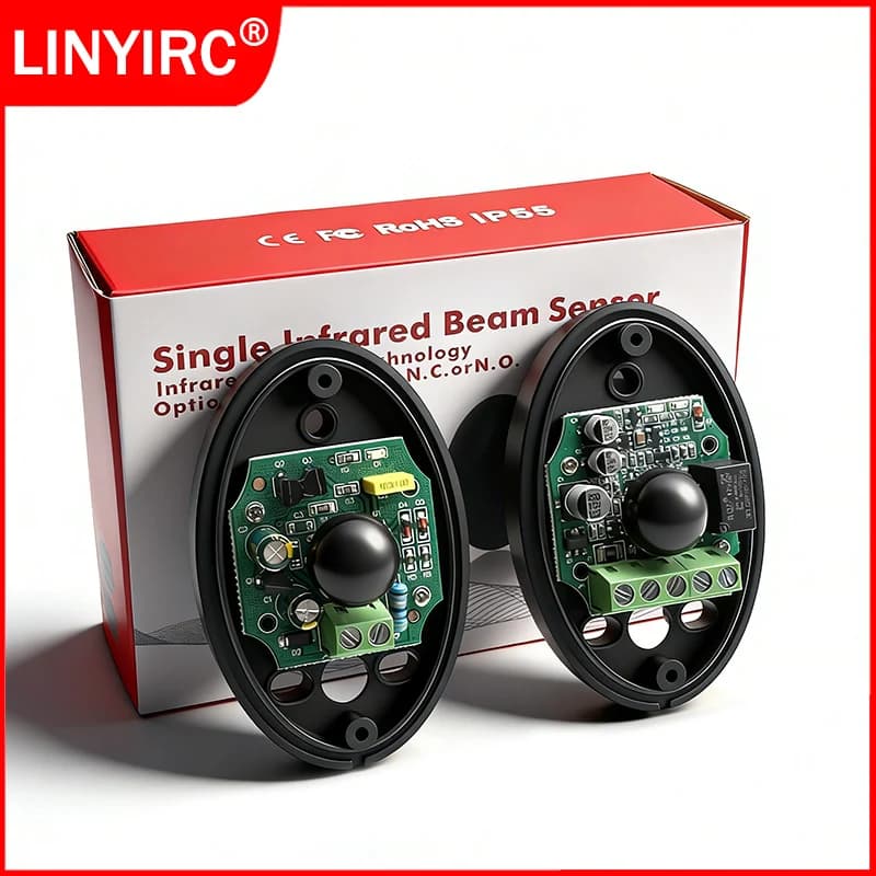 Single Infrared Beam Safety Detector DC 12-24V Photoelectric Sensor for Automatic Gate Garage Door Security Alarm Access Control