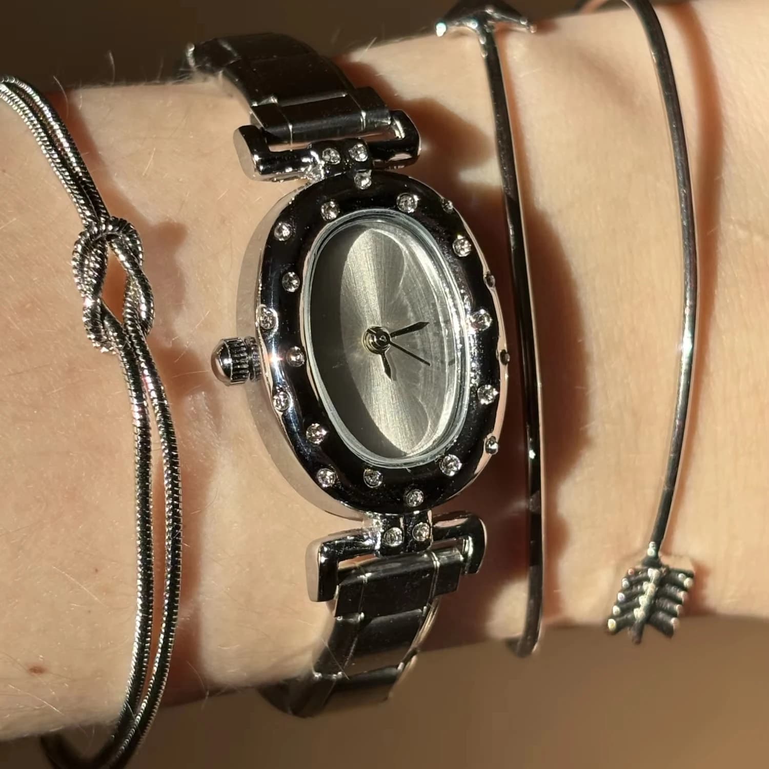 Y2K High Quality Women Men Stainless Steel Oval Shape Retro Watch Bracelet Bangle For Friend Birthday DIY Making Gift Wholesale