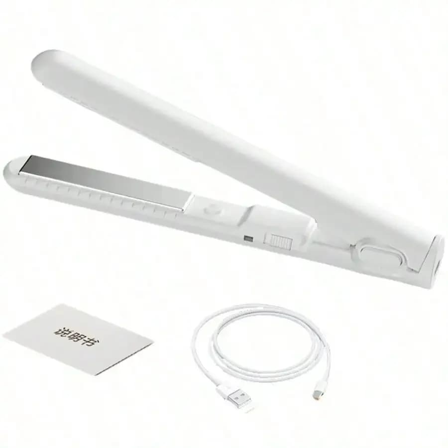 Small Flat Irons For Short Hair - Hair Curling Iron, Cordless Hair Straightener | USB Charging 2-Into-1 Curling Wand & Flat Iron Hair Styling Tool For Women Girls Travel Home