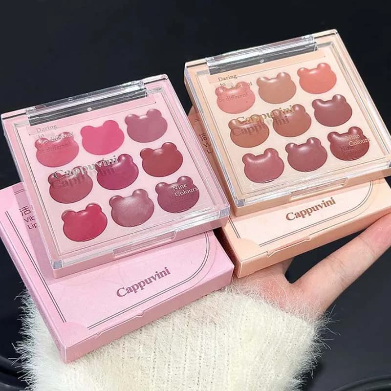 Cappuvini Mousse for Velvet lips 9 colors: matt and natural finish, long life, not drying, cute bear design for a youthful look,