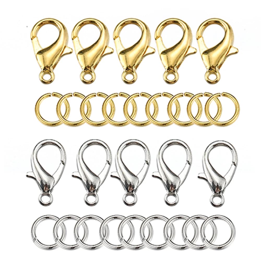 50 set 10/14mm chiusure a moschettone anelli di salto per braccialetto collana ganci chiusura a catena portachiavi connettore terminale creazione di gioielli fai da te