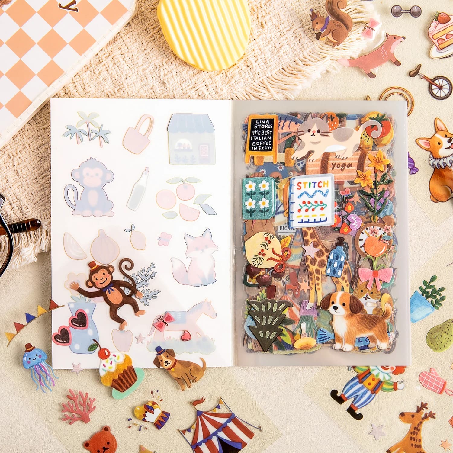 20sheets Sweet Dream Notebook Series Kawaii Cartoon Die Cutting Stickers Book Scrapbooking Stickers Kit DIY Journal Phone Case