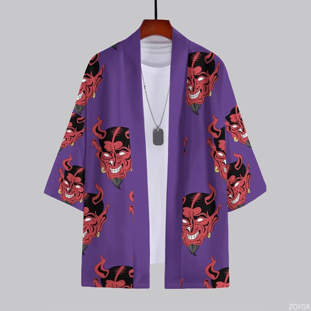 2025 Summer Cross Border Nuovo modello diavolo stampato in 3D Cardigan e kimono casual di vendita caldo