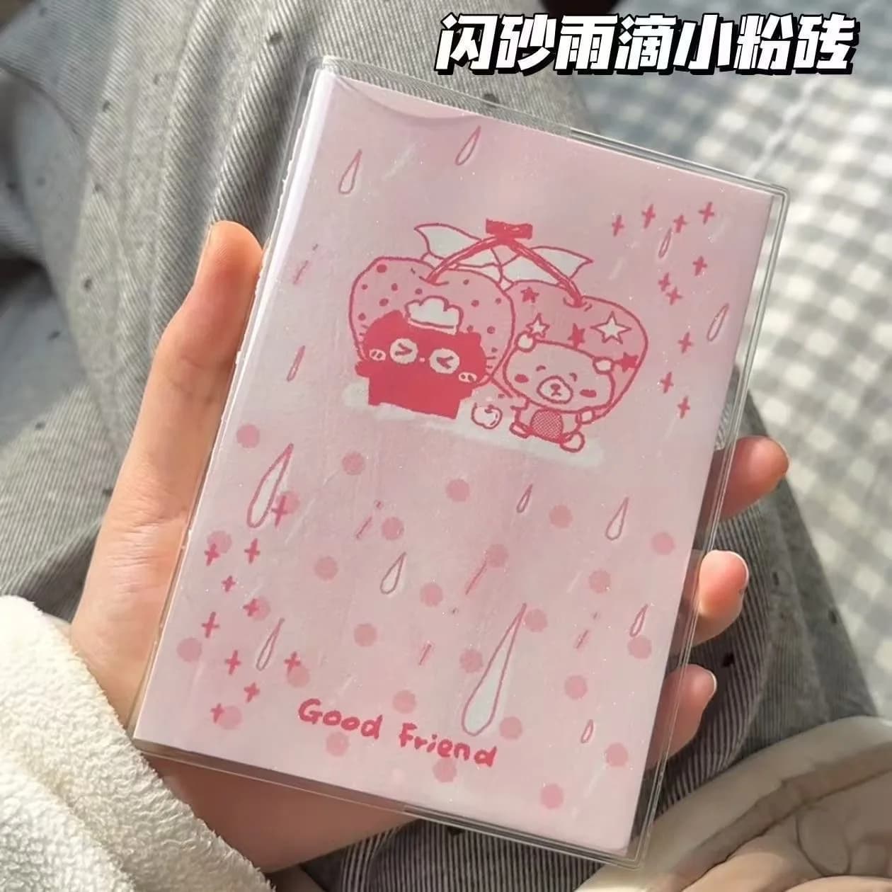Quaderno in Stile Coreano con Copertina Opaca Effetto Goccia d'Acqua, Piccolo Planner A6 Rosa, Agenda Portatile per Studenti, Regalo Carino