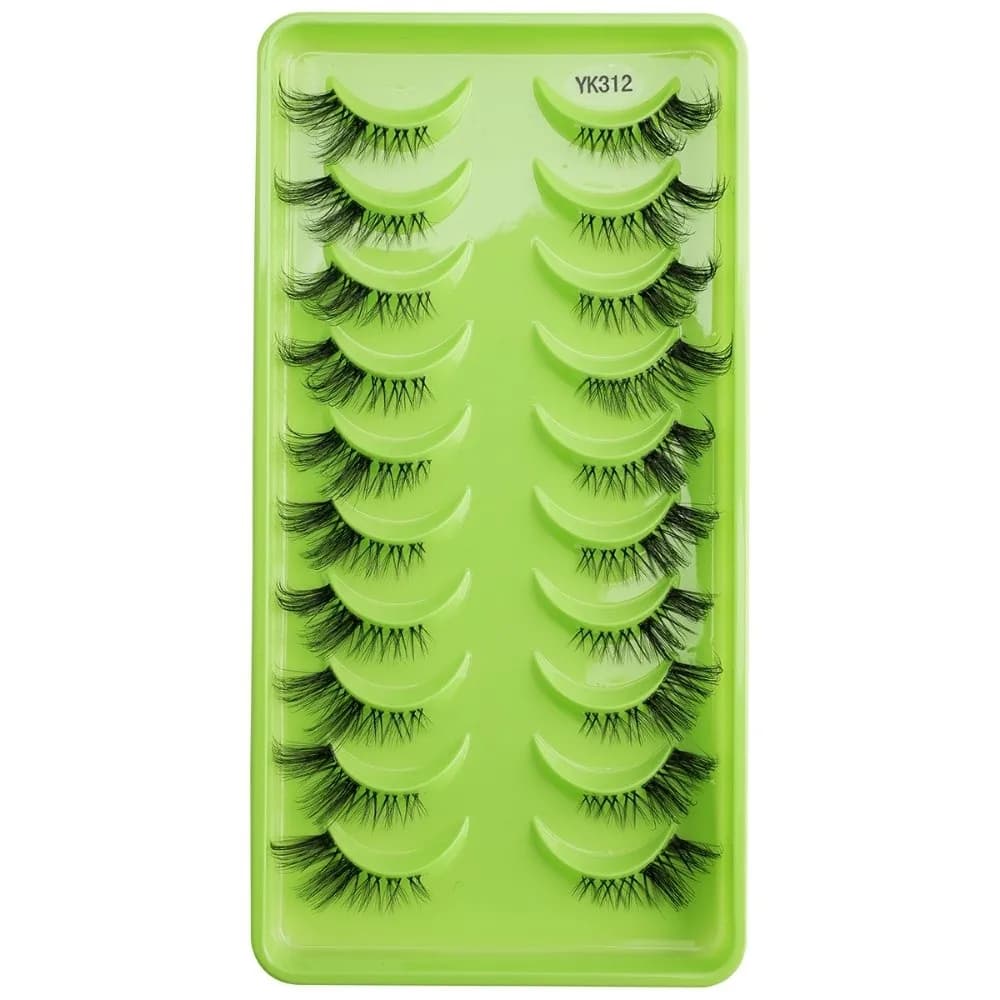 10 pairs of dull black thick and soft eyelashes, C curvature, easy to wear, DIY eyelash extension, light eye makeup