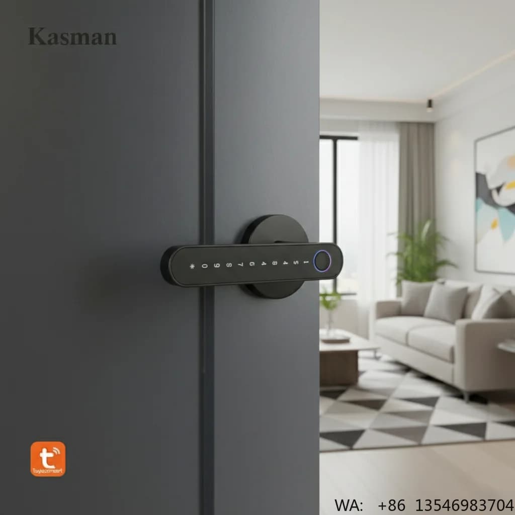 Kasman SOURCE PRICE Smart Door Handle Lock Latest Indoor Room Finger Print Password Digital Door Lock