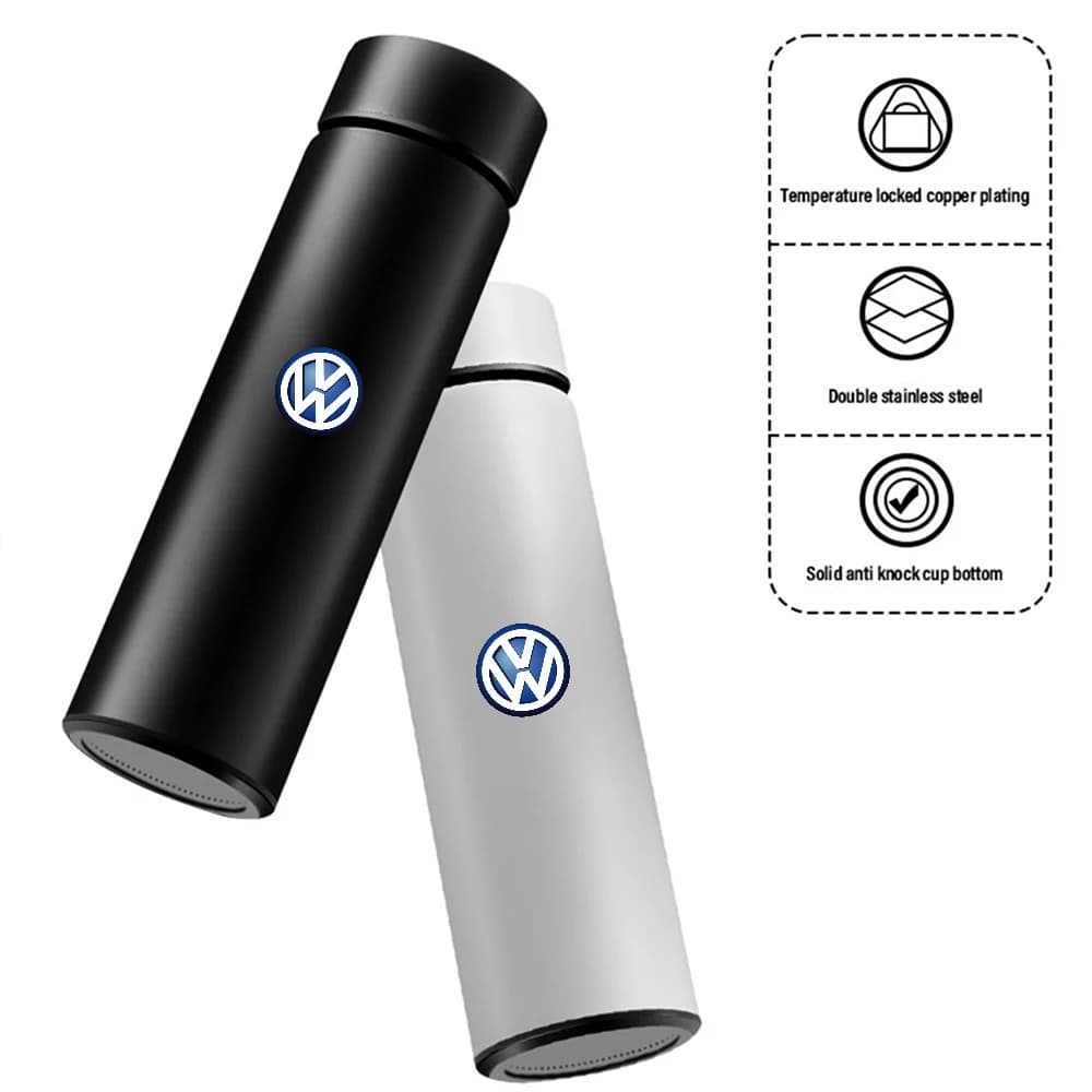 500ML Car Vacuum Cup Thermos Mug 304 Stainless Steel Water Cup For Volkswagen Polo Tiguan Golf MK5 Touran Tcross Scirocco Sharan