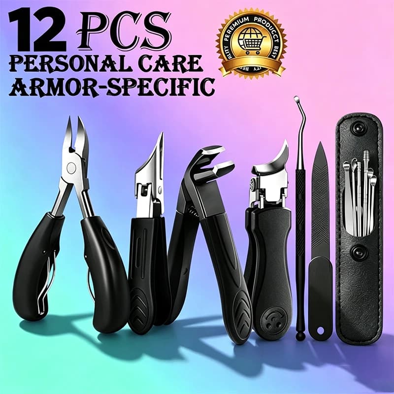 12Pcs Stainless Steel Manicure Pedicure Kit Portable Nail Care Tools Set Nail Care Tools Set Heavy Duty Nail Clippers