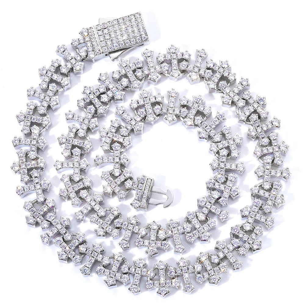 ESKEEM Collana a catena con croce invertita ghiacciata per donna Uomo Collane con zirconi cubici con chiusura a molla Gioielli di moda per regalo