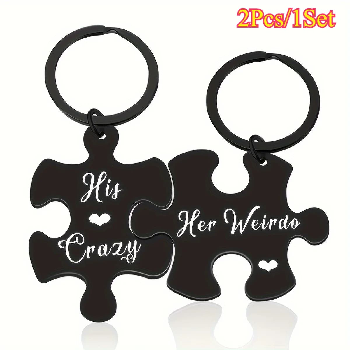 Portachiavi Puzzle in Acciaio Inossidabile per Coppie, Romantico Anello Portachiavi per Borsa, Auto, Decorazione, Regalo