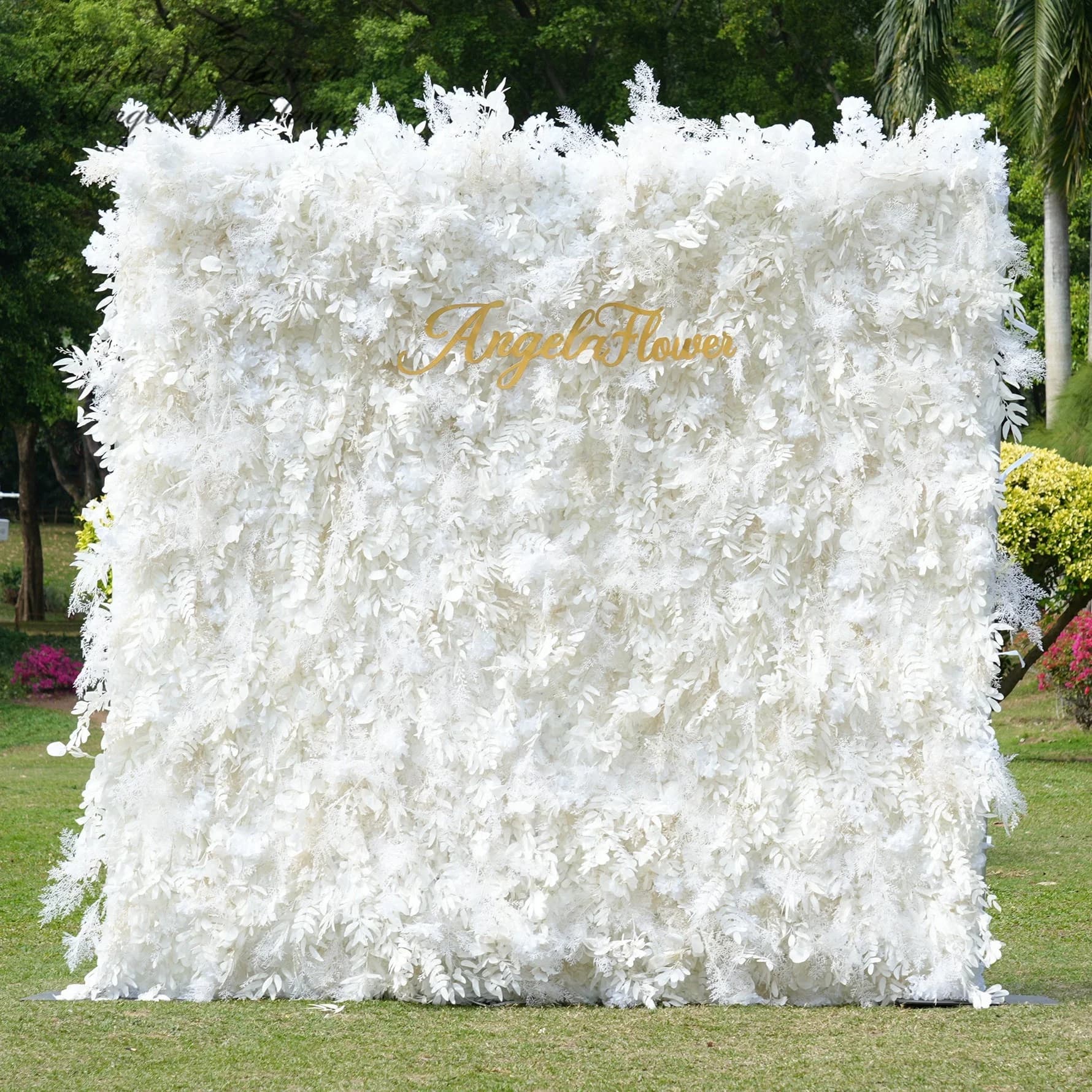 Angela Flower A8055 Rolling Up Cloth Flower Wall Artificial Floral Arrangement Fabric Curtain floral Wall Wedding Backdrop Decor