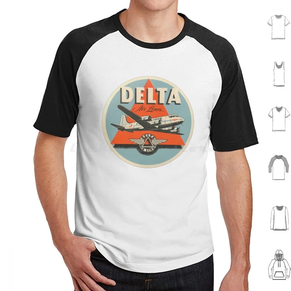 Stati Uniti Delta Etichetta per bagagli vintage T Shirt in cotone Uomo Donna Stampa fai da te Etichetta per bagagli vintage Lufthansa Junkers Air Travel
