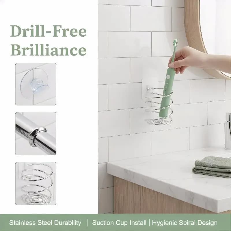 [MA]Metal Spiral Toothbrush & Makeup Brush Holder Wall-mounted Basin Storage Rack Towel Hanging Holder Kitchen Bathroom Rack[MA]
