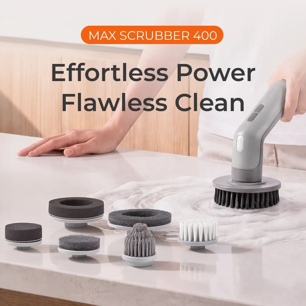 Spazzola elettrica per la pulizia FLEXTAIL X VOLLYC - Scrubber elettrico senza fili, impermeabile IPX8, autonomia di 120 minuti per cucina, bagno e auto