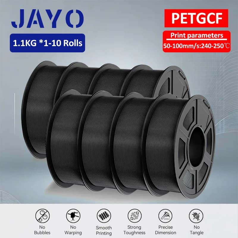 JAYO PETG-CF 3D Printer Filament 1.75mm PETG Carbon Fiber Filament High Impact Strength Heat-Resistant 3D Printing Materials