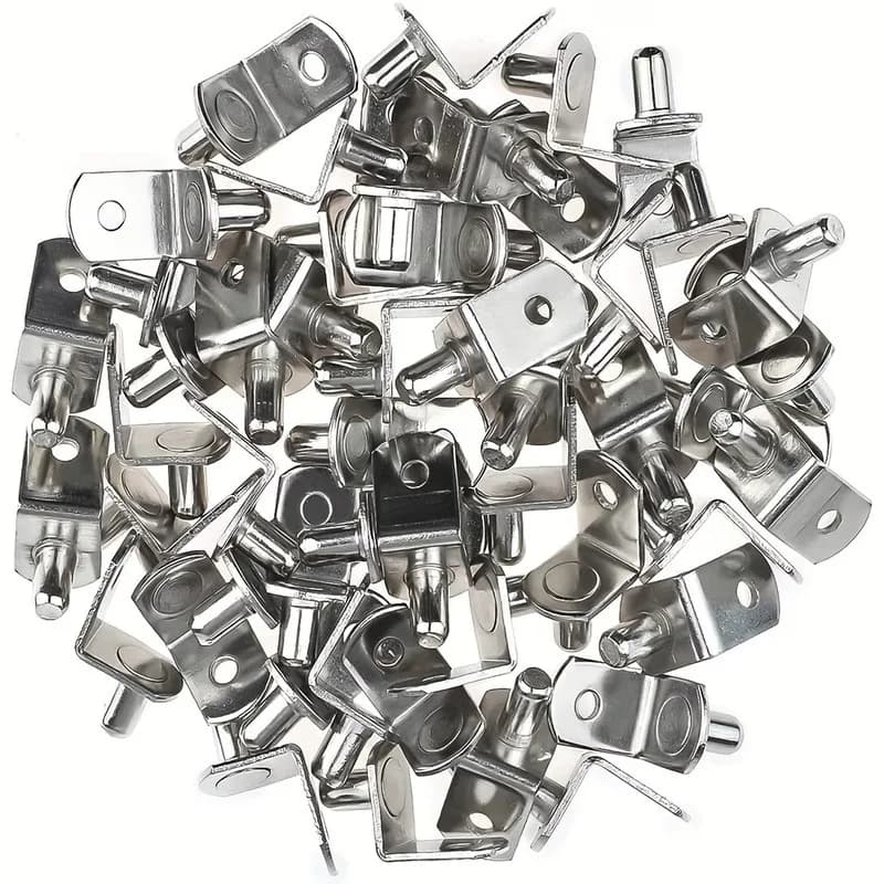 48 pcs 6.2*10mm Furniture Layer Board Pins, Wardrobe Layer Pins, Easy Insert Install, Nickel Plated Iron, Multipurpose