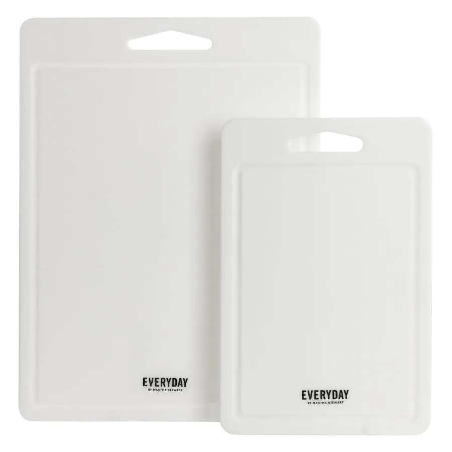 Everyday Fayer 2 Piece Polypropylene 16in and 12in Cutting Board Set in White