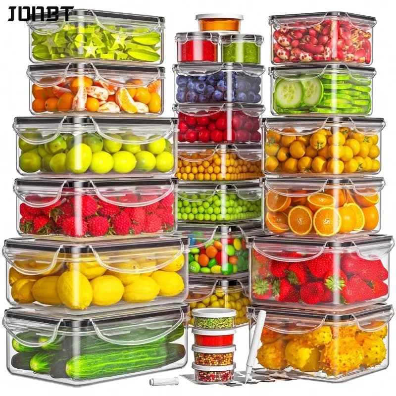 Set di 12 Contenitori Ermetici per Alimenti Senza BPA, Organizzatori per Frigorifero, Scatole Impilabili per Preparazione Pasti e Conservazione Fresca