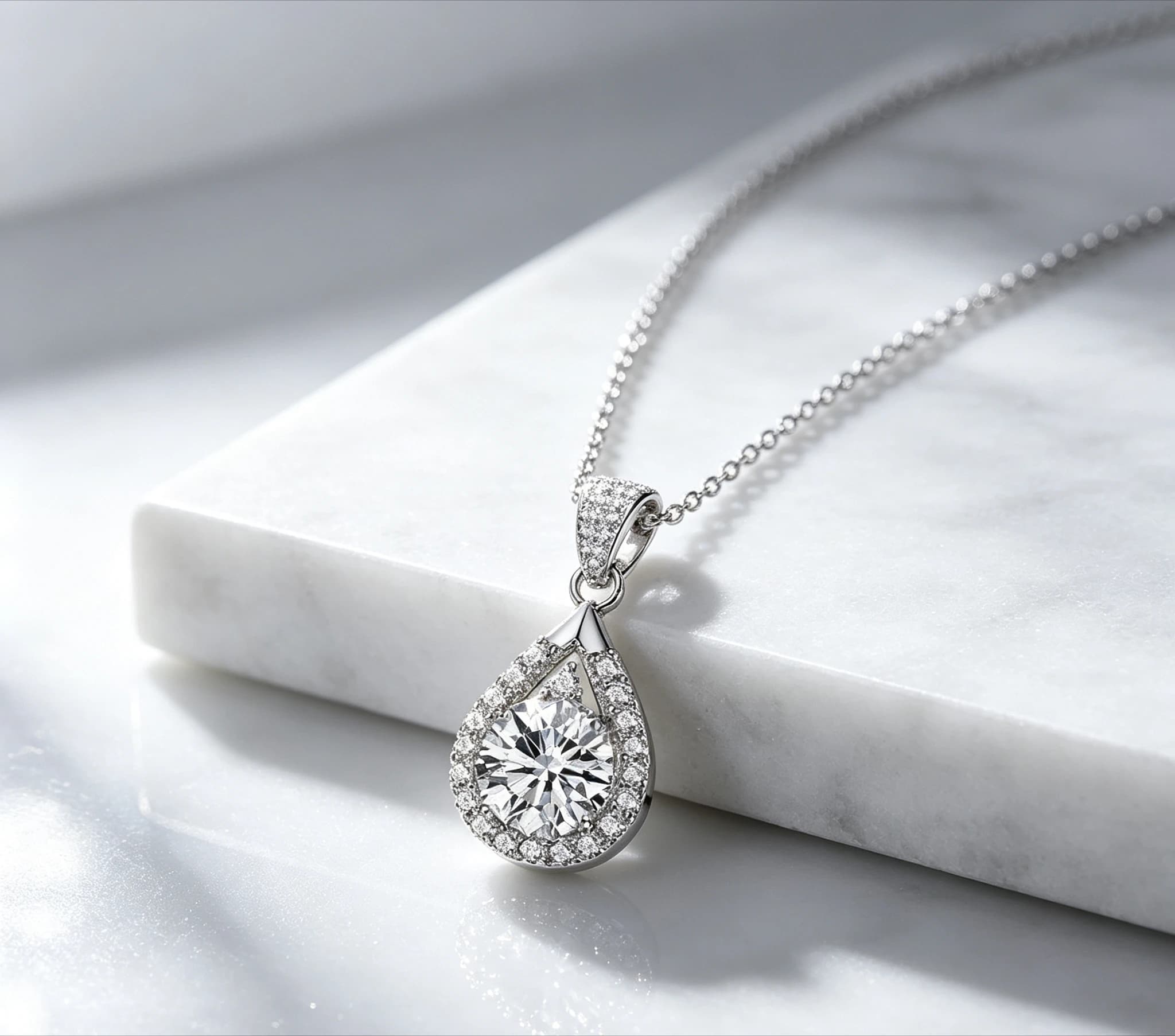 PT950 ultra-bright water-drop pear-shaped pendant with micro-set eight-pointed arrows necklace