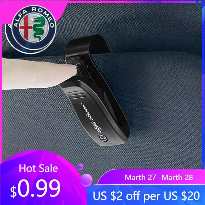 Porta Occhiali da Sole per Alfa Romeo, Clip per Parasole Auto, Porta Occhiali, Porta Carte, Porta Penne per Alfa Romeo 159 Giulietta Stelvio 4C MI