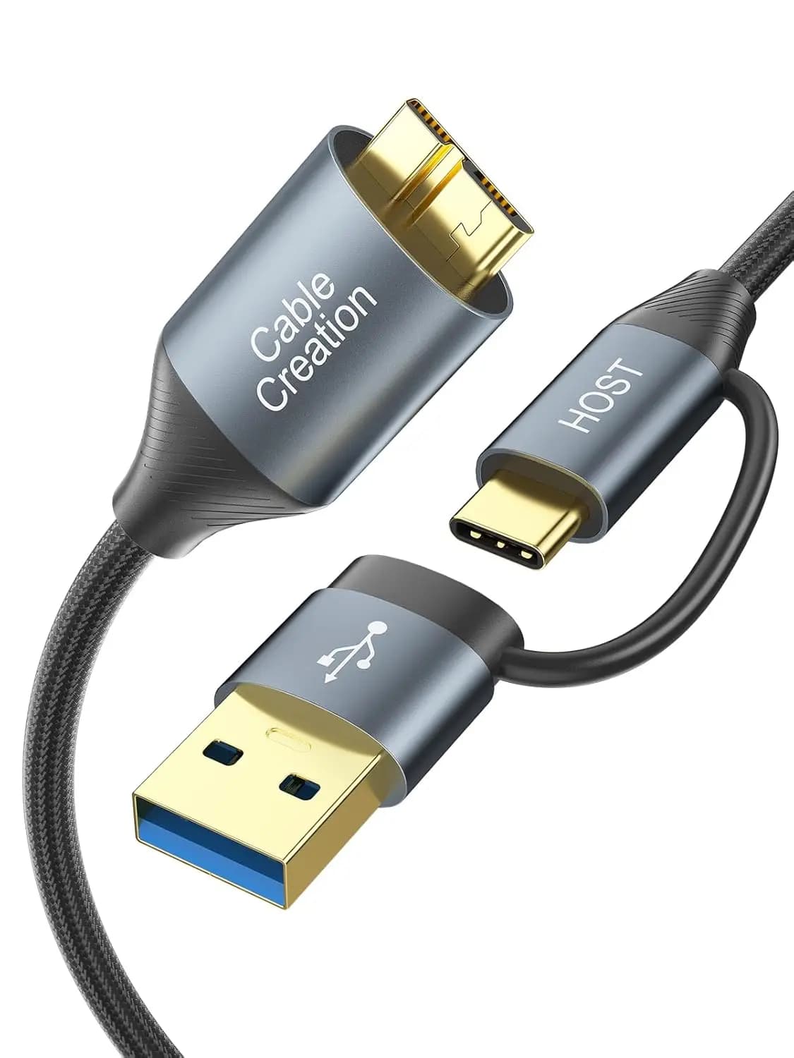 Cavo USB C a Micro B per Disco Rigido 1FT, 5Gbps, Compatibile con iPhone 15, WD, HDD Esterno, Fotocamera, Grigio