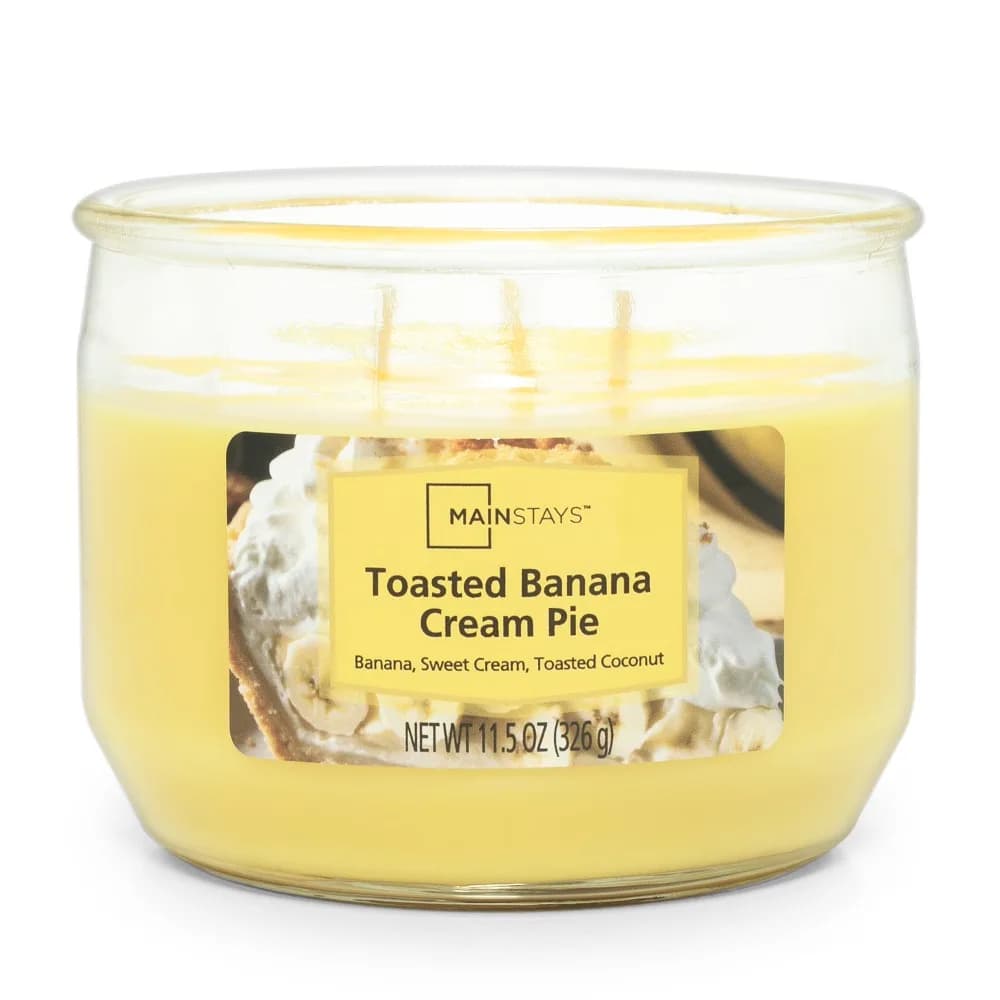 Toasted Banana Cream Pie Scented Large 3 Wick Candle Home Fragrance Jar 11.5 oz Long Lasting Burn Time Aromatherapy Candle Gift for Women Relaxing Spa Soy Blend Wax Holiday Birthday Present Sweet Bakery Gourmet Kitchen