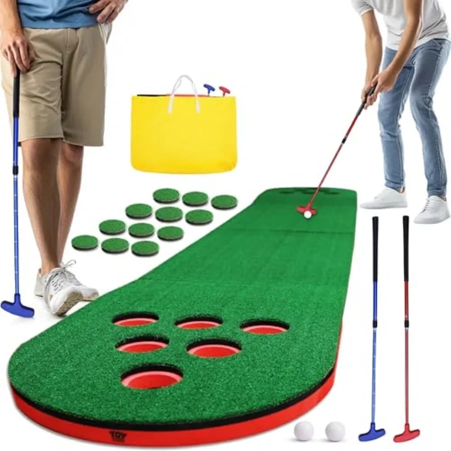 Mini set da gioco da golf con 2 putter e 2 palline Pratica da 10 piedi con tappetino verde per uso interno ed esterno Ideale per adulti e Ba