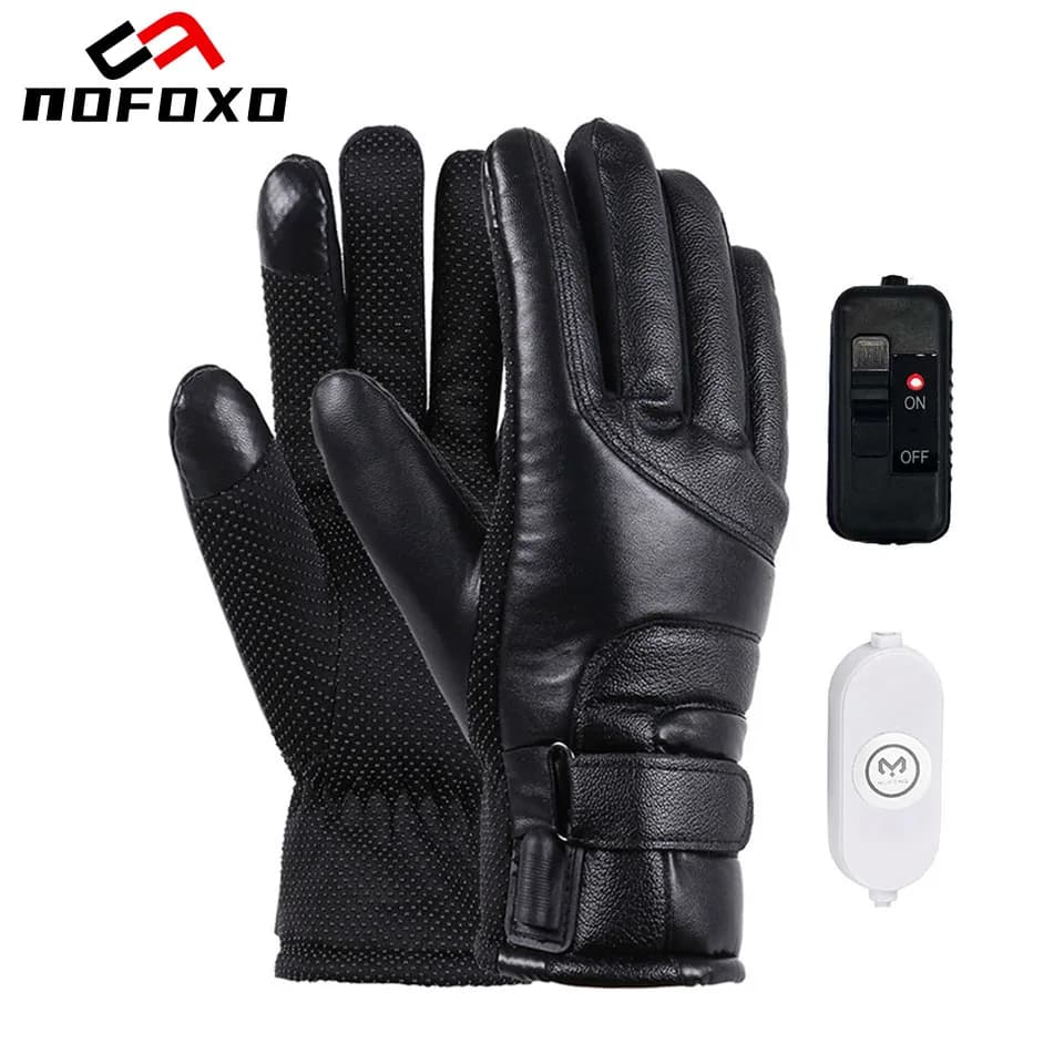 NOFOXO Guanti riscaldati elettrici Ciclismo invernale Guanti riscaldanti per moto con touch screen resistenti al freddo in pile di agnello
