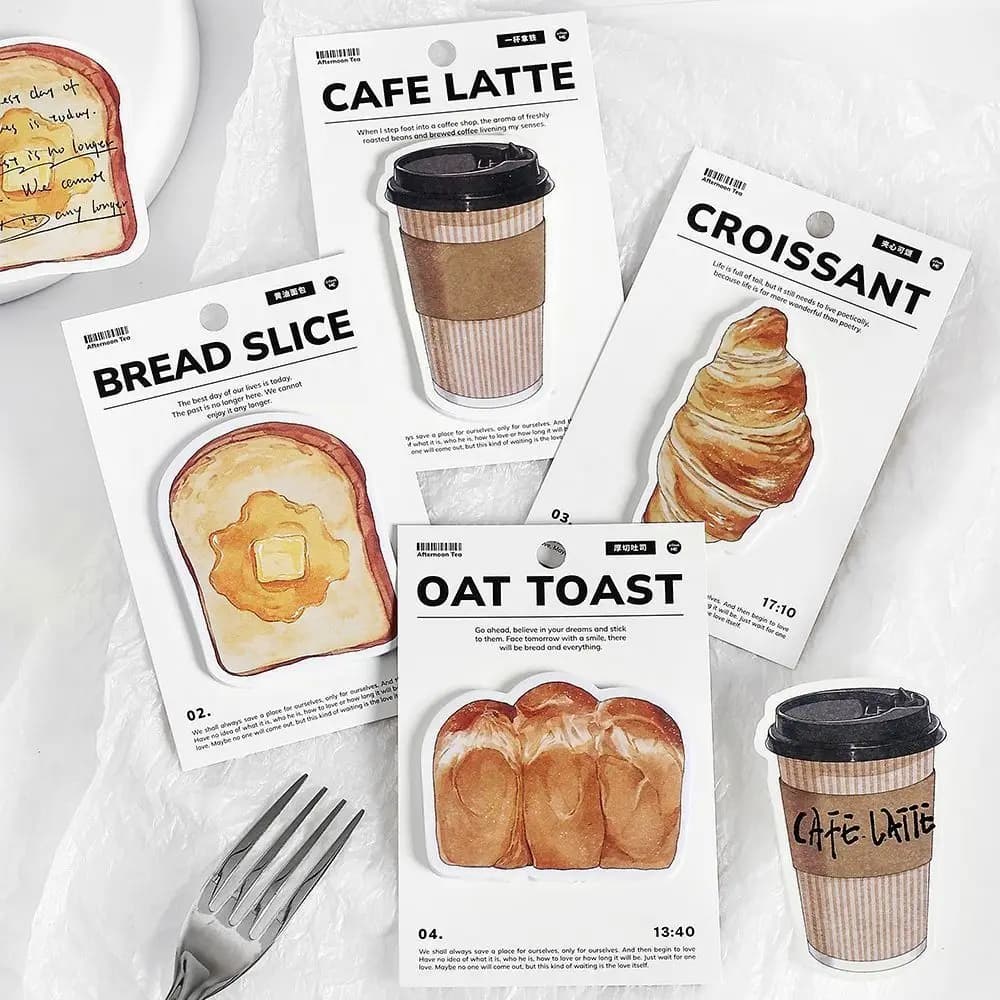 30 fogli di nuovi foglietti adesivi di carta Cancelleria scolastica Forniture per ufficio Pane appiccicoso tostato Serie di caffè Carta per appunti strappabile Scuola