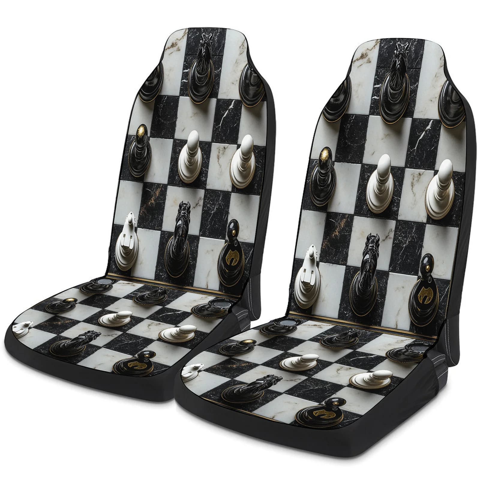 Chess Board Themed Car Seat Cover Set For Most Cars Trucks, Trendy Breathable Car Seat Protector Covers Full Set, Universal Car