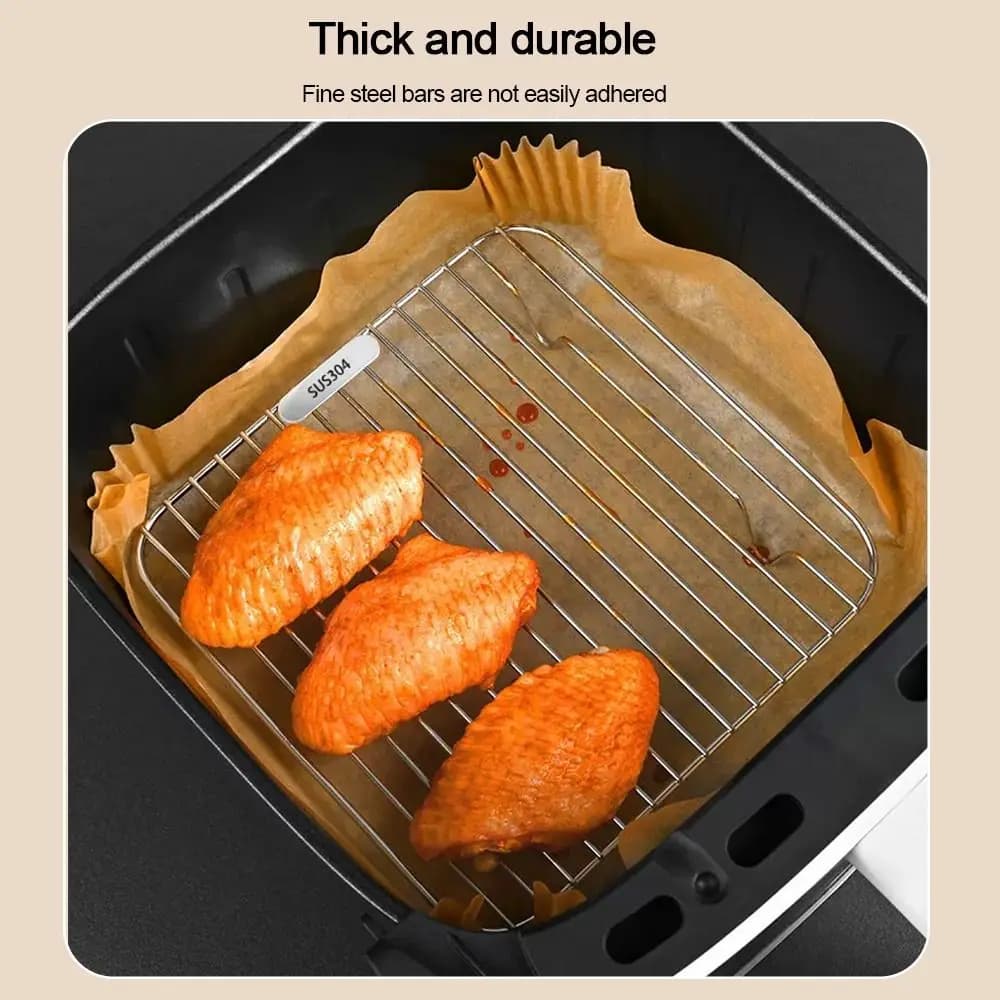 Round square kitchen grill 304 stainless steel thickened air fryer grill with steam cooking grill for feet