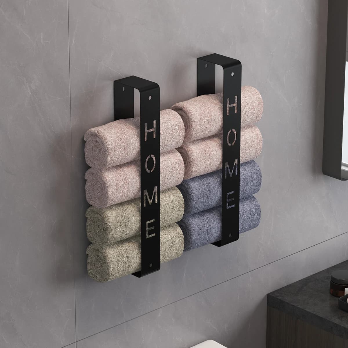 Bathroom Curly Towel Wall-Mounted Towel Rack, Shower Room Metal Curly Towel Rack, Can Place Hand Towels, Bathrobes, Towels