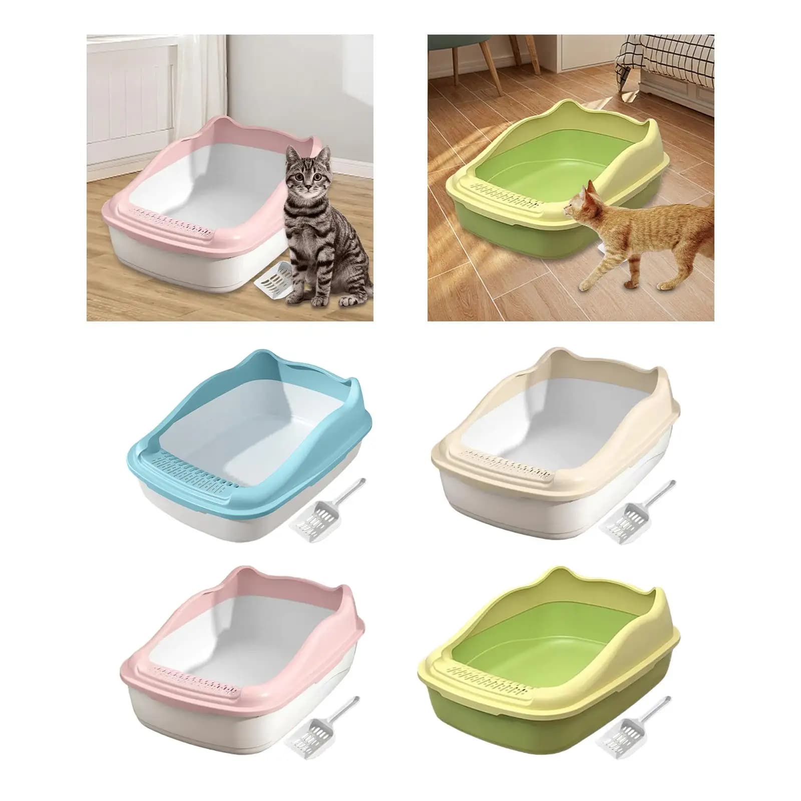 Cat Litter Box Semi Enclosed Multifunctional Large Capacity 22x15x7.8inch