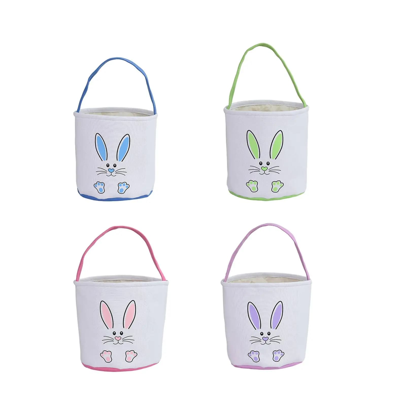 Canvas Easter Bunny Basket Bag Portable for Easter Eggs, Candy, Books, Craft