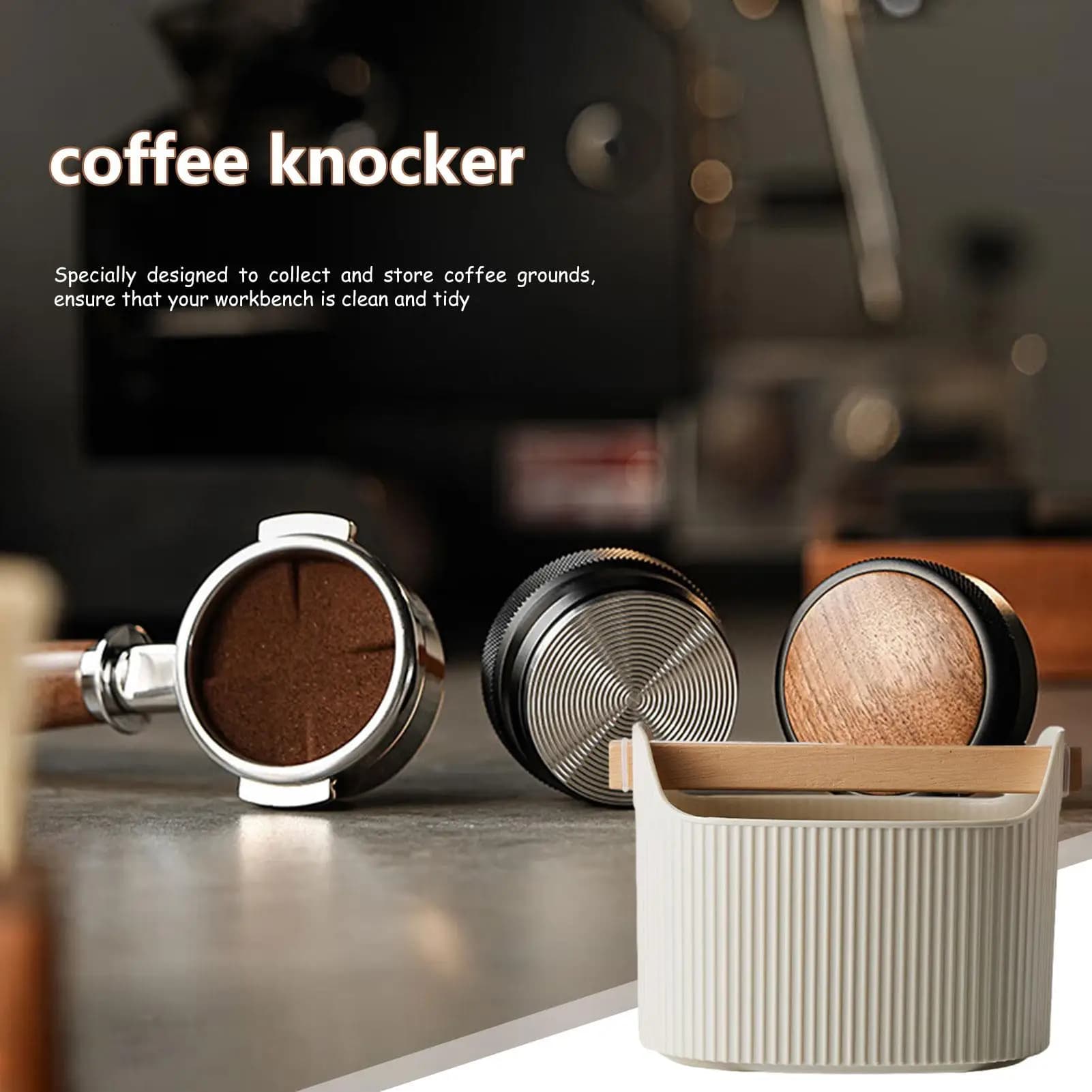 Coffee Knock Box Large 1300ml Non-Slip Grind Waste Bin Shock-Absorbent for Espresso Machine Accessories Kitchen Countertop Home