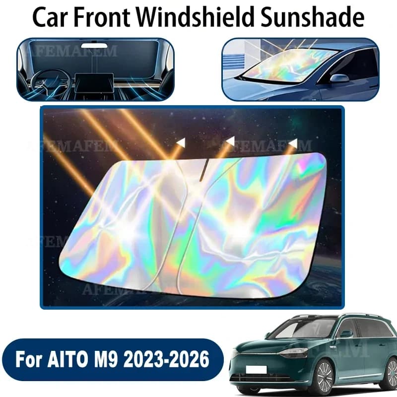 Windshield Sun Shade For AITO M9 2023-2026 Foldable UV Reflective Front Window Cover