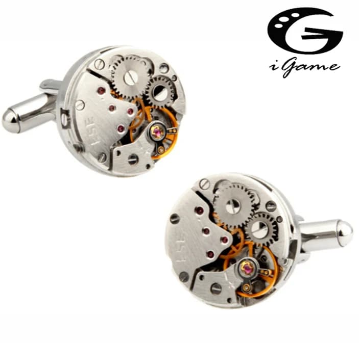 Gemelli per orologi al dettaglio a prezzo di fabbrica per uomo Gemelli per design unico con movimento dell'orologio vintage in acciaio inossidabile
