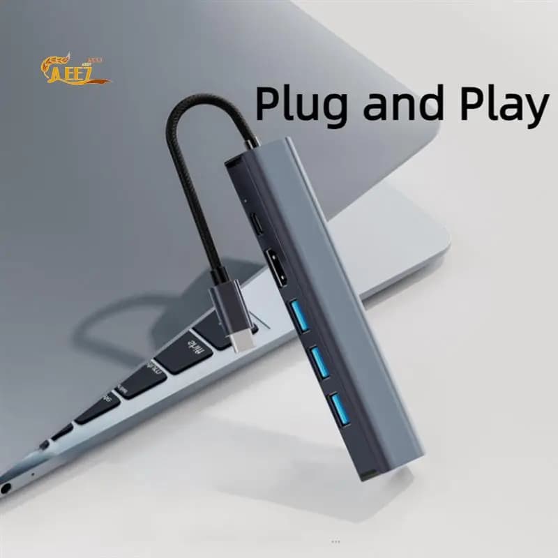 Docking station RJ45 AEE7-PD per adattatore dock Thunderbolt da tipo C a USB 3.0 Hub splitter Espansore USB per laptop Hub Gigabit