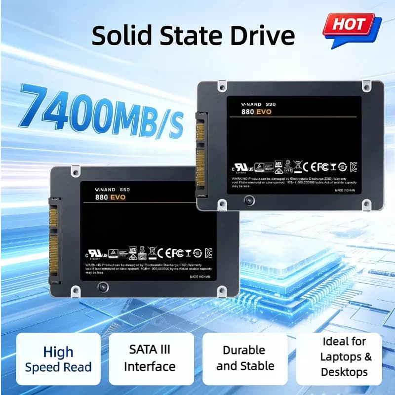 SATA III 2.5" Internal SSD 1TB 2TB Original Solid State Drive 880-EVO High Performance SSD Hard Disk For Notebook Desktop PC