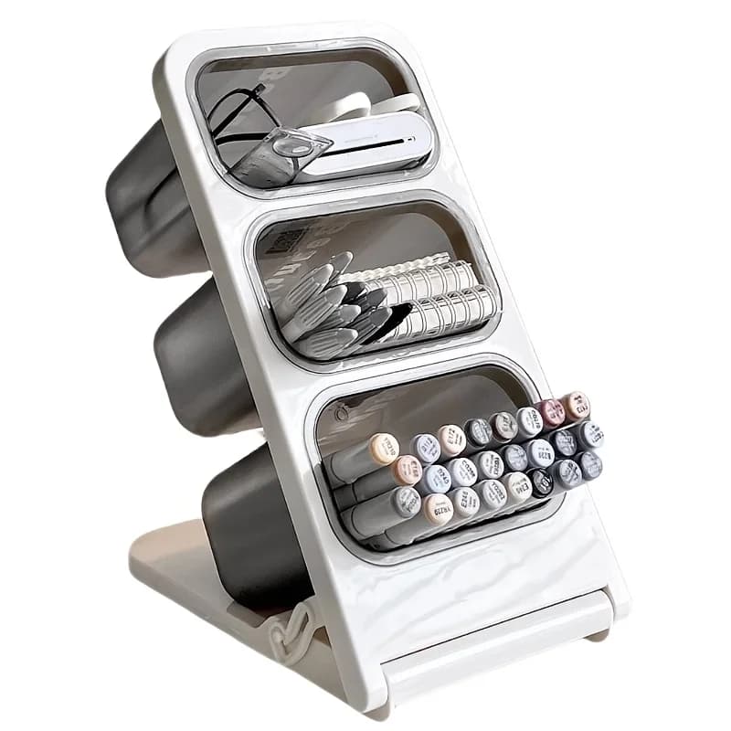 Large Capacity Desk Organizer Pen Holder Oblique Pencil Storage Box Desktop Stand Case for School Office Stationery Makeup