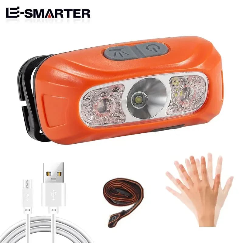 Lampada frontale con sensore LED Fari ricaricabili ad alta luminosità COB Impermeabile Pesca Campeggio Ciclismo Lampada frontale a induzione