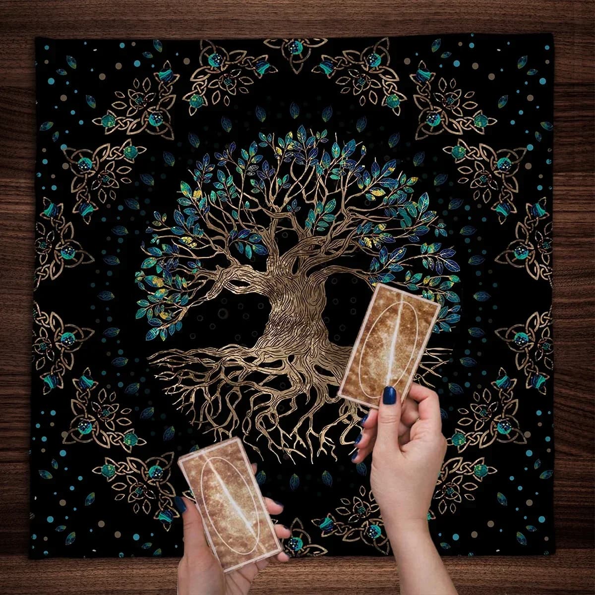Albero della vita Tarocchi Tovaglia Altare Panno Pagan Spirituale Pendolo Stregoneria Astrologia Oracolo Carte Pad Room Home Decor