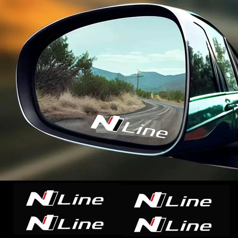 Set di 4 Adesivi Sportivi N Line per Auto, Decalcomania in Vinile Impermeabile, Decorazione per Specchietti Laterali